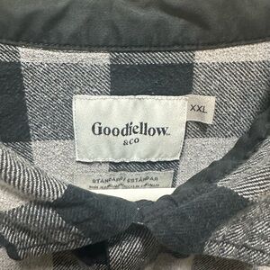 (2) Goodfellow & Co Charcoal and Light Gray and Blue and White checkered shirt